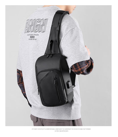 2023 Men's Chest Bag Waterproof Crossbody Bag Multifunction Anti-theft Travel Bags Shoulder Bag Male USB Charging Pouch for Man