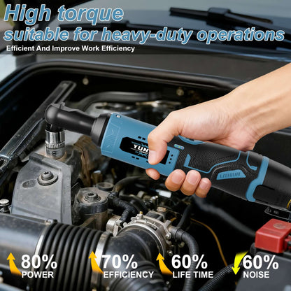 Conjunto de chave catraca elétrica sem fio, chave catraca elétrica sem escova, kit de catraca sem fio 12V, parafuso e porca para reparo automotivo