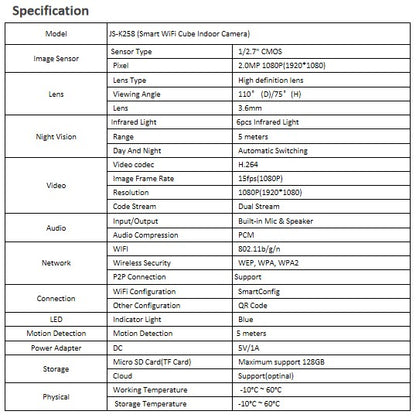 1080P Hd Wifi Ip Camera Indoor Night Vision Ai Detection Surveillance Cube Cameras for Pet Baby Monitor with Alexa & Google Home