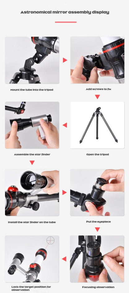 Telescópio Astronômico Profissional Monocular Potente HD Portátil para Observação da Lua, Espaço e Planetas - Presente para Crianças