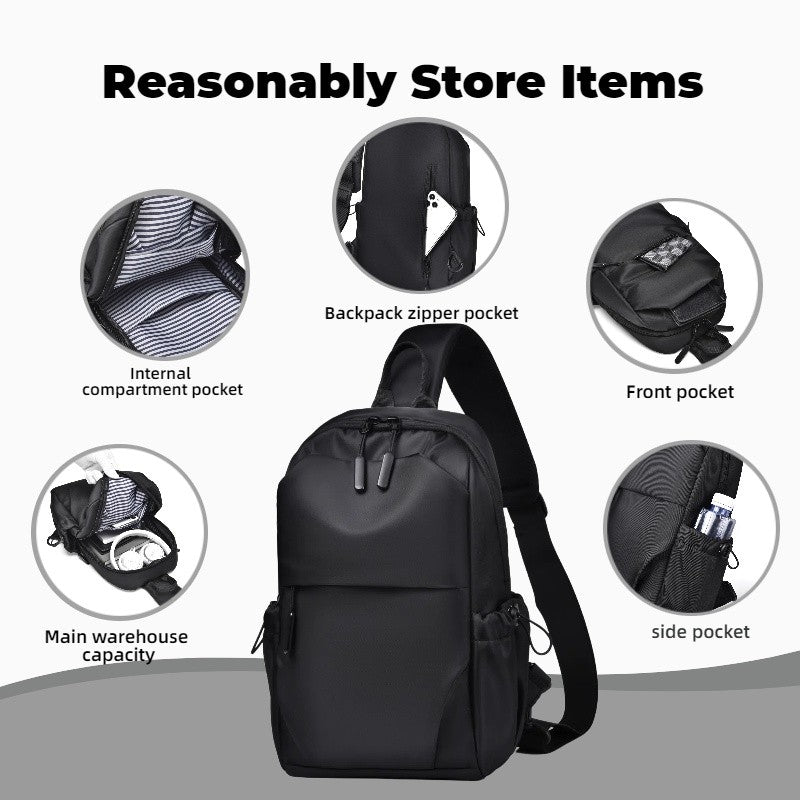 Men's Multifunctional Chest Bag with Adjustable Shoulder Straps, Suitable for Sports, Business, Travel, Commuting, Daily Outings
