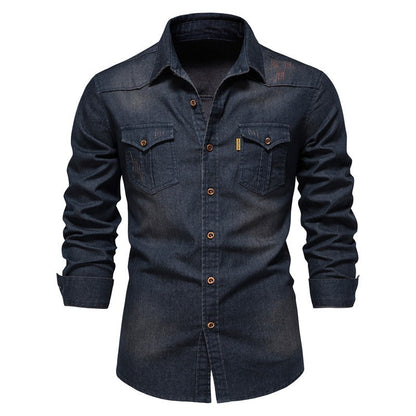 Spring Autumn New Men's Denim Shirts Fashion Casual Long Sleeve High Quality Cotton Shirt Jackets Vintage Slim Male Jean Shirts