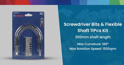 Conjunto de 11 Peças de Suporte de Eixo Flexível para Pontas de Parafusadeira Bosch Professional, Extensor de 200mm e 300mm para Parafusadeira e Furadeira