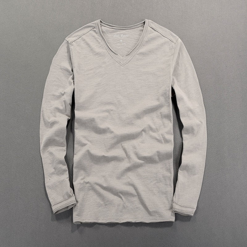 Fashionable Bamboo Cotton Long Sleeve Vintage T-shirts Men Casual Thin Tops Tees Comfortable Tshirt Distressed T-shirt