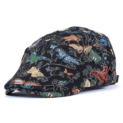 Classic Peaky Blinders Berets Women Vintage Black Embroidery Cotton Caps Men Breathe Artist's Hat Summer Outdoor Hip Hop
