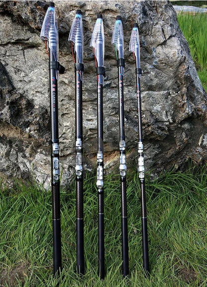 2,7M 3,6M 4,5M 5,4M 6,3M 7,2M Vara de Pesca de Rocha Telescópica de Carbono Vara Ultraleve Isca Carpa Viagem Oceano Vara de Pesca Giratória