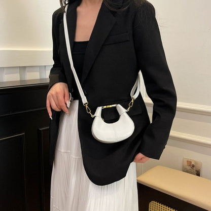 Simple Y2K Pu Leather Handbag Solid Color Minimalist Style Crossbody Bag Coin Purses Half-moon Crescent Bag Ladies