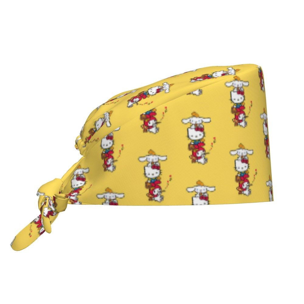 Touca Cirúrgica Personalizada Hello Kitty Equipe Médica Feminino Masculino Desenho Animado Personagem Para Chapéu de Chef Touca de Esfoliação