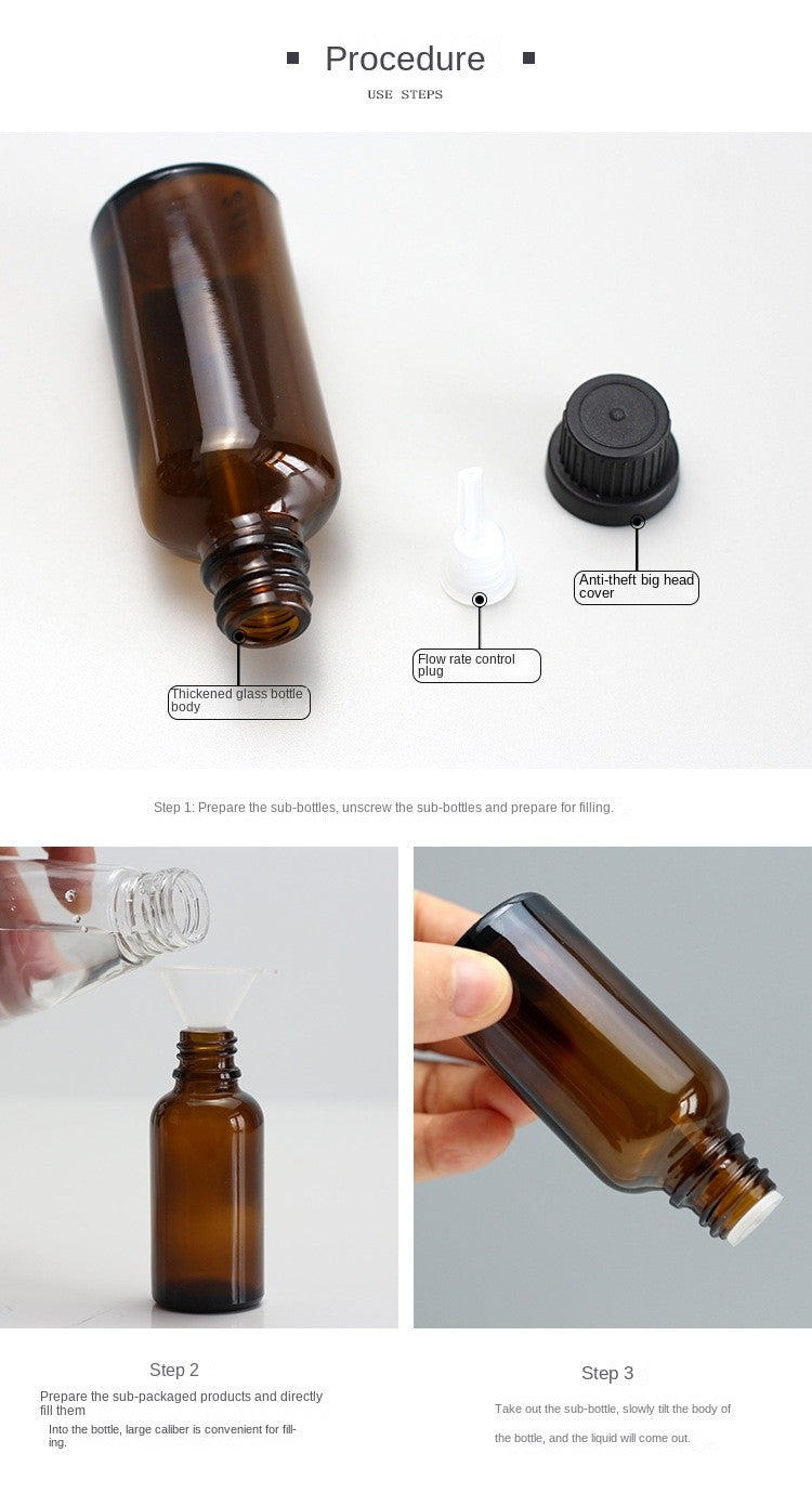 5/10PCS 100ML  Amber Brown Drop Bottle Massage Oil Pipette Glass Aromatherapy Liquid for Essential Basic  Bottles Refillable