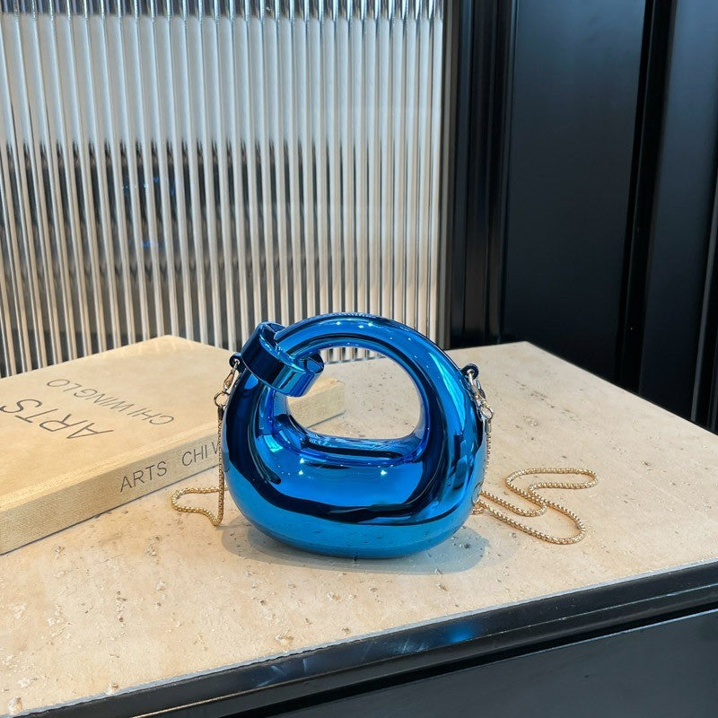 Fashion Crescent Mini Acrylic Chain Evening Bag for Women, Shoulder and Crossbody Bag