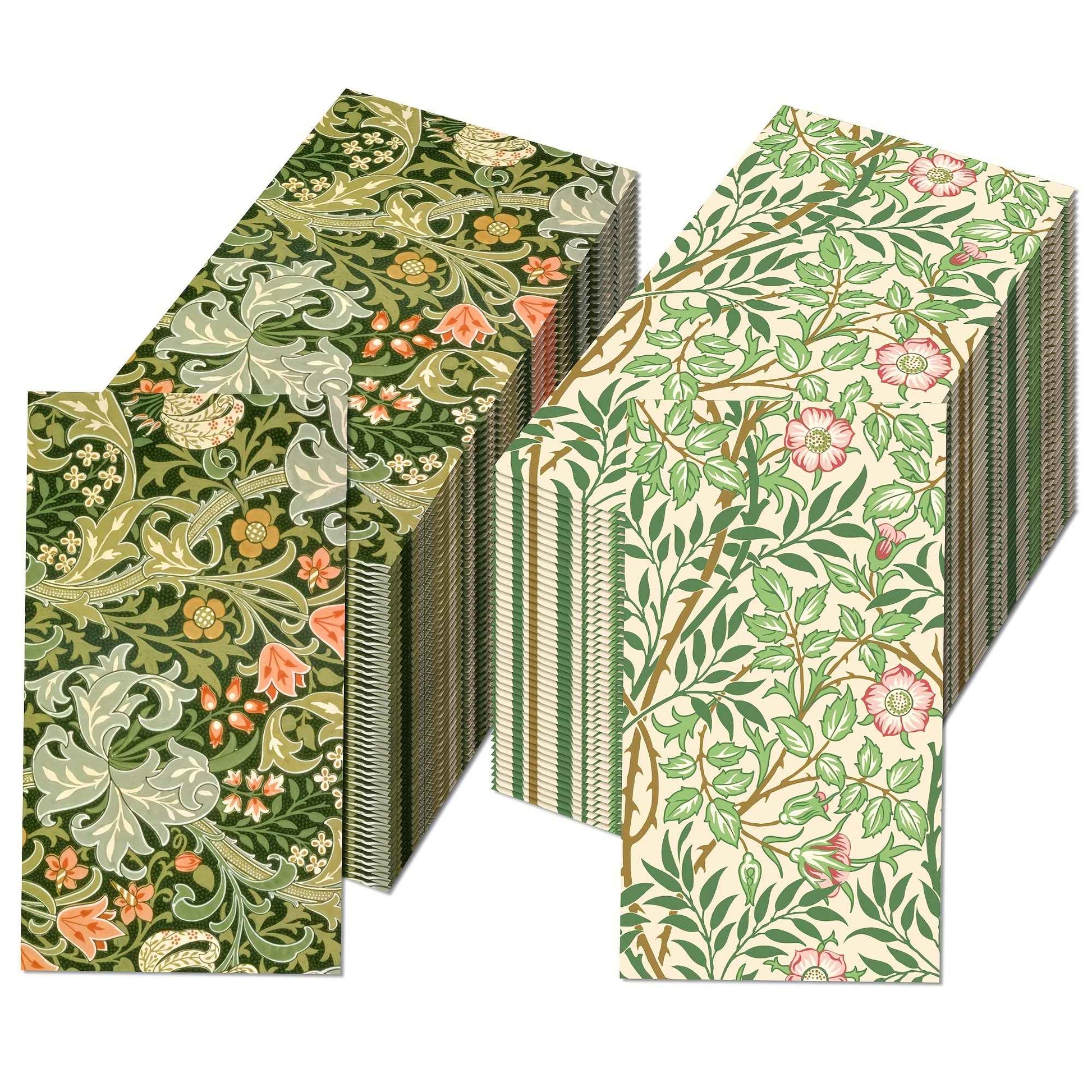 20pcs/Set Vintage Pattern Vine Long Paper Napkins, Disposable Dinner Paper for Party Wedding, Tissues Bathroom Hand Towels