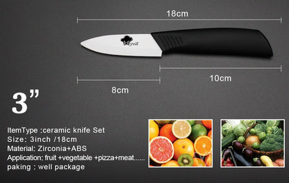 Conjunto de Facas de Cerâmica para Cozinha Profissional Faca de Cerâmica 3 4 5 6 Polegadas Faca de Descascar Frutas à Prova de Ferrugem para Fatiar Cortar Legumes