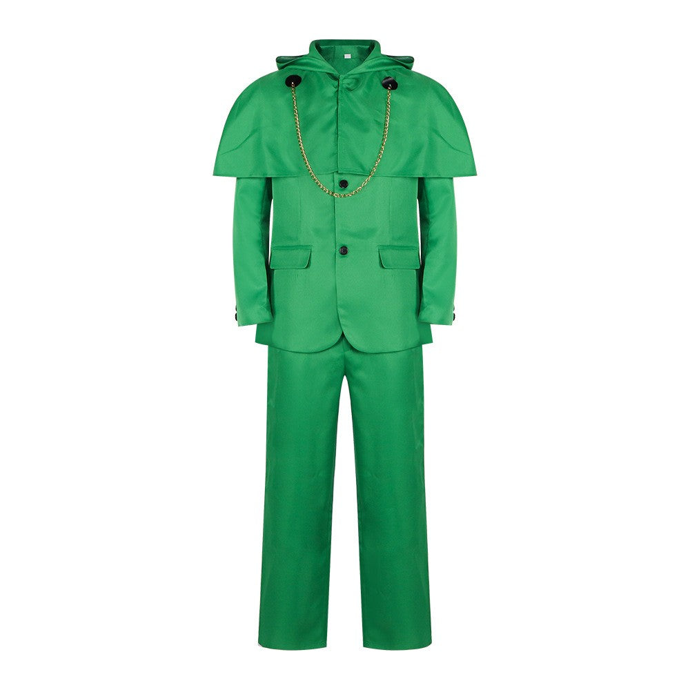 Doctor Doom Cosplay Costume Evil Scientist Victor Von Doom Green Uniform Coat Pants Suit Cape Halloween Party Role Play Outfit