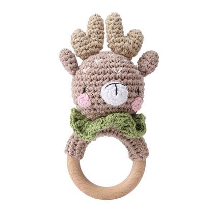 Brinquedos de Crochê para Bebês Chocalho de Animal Desenho Animado Chocalhos Musicais para Bebês Chocalho de Dentista Kawaii Brinquedo de Bebê 0-12 Meses Brinquedos Montessori
