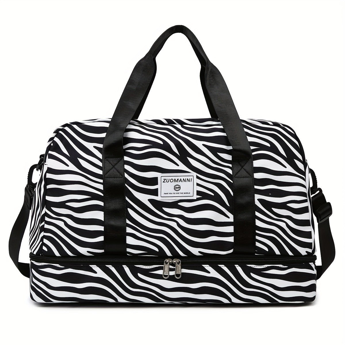 Large Capacity Nylon Travel Duffle Bag with Animal Print, Sports Gym Storage Bag, Portable Women'S Weekender Overnight Bag