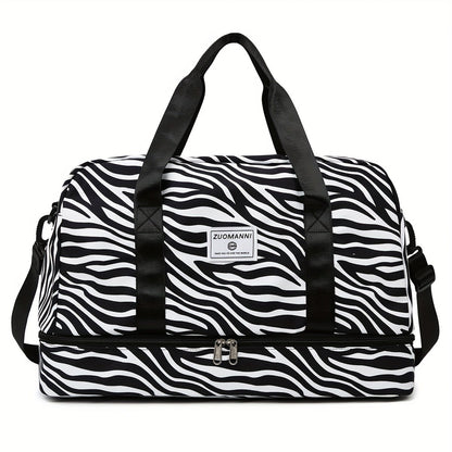 Large Capacity Nylon Travel Duffle Bag with Animal Print, Sports Gym Storage Bag, Portable Women'S Weekender Overnight Bag