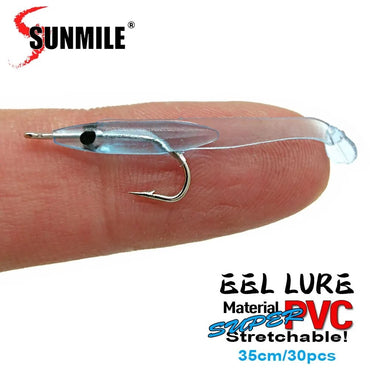 SUNMILE 30 unidades de isca de pesca macia de enguia 35 mm Equipamento de pesca Wobblers Iscas de peixe Carpa Leurre Souple Iscas macias
