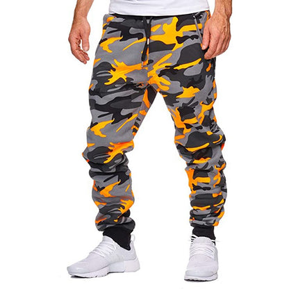 2025 Trousers Autumn And Winter New Men's Casual Camouflage Waist Drawstring Large Size Solid Color Sports Jogging Pants