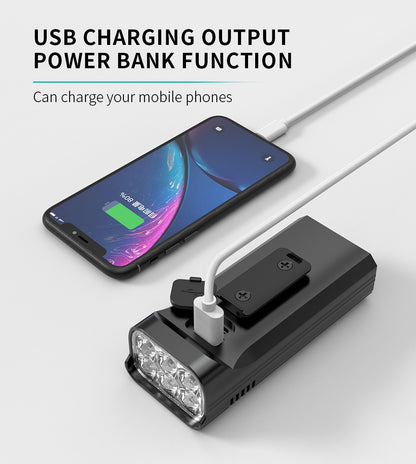 10000mAh 6-8 LED Bike Light USB Rechargeable 3600 Lumens Bike Headlight Super Bright Flashlight Front Lights and Back Rear light