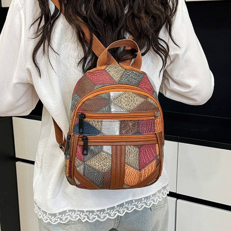 Mochilas Duráveis de Ombro Masculinas e Femininas - Mochila Casual Moderna Estilo Patchwork Versátil para Viagem