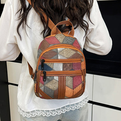 Mochilas Duráveis de Ombro Masculinas e Femininas - Mochila Casual Moderna Estilo Patchwork Versátil para Viagem