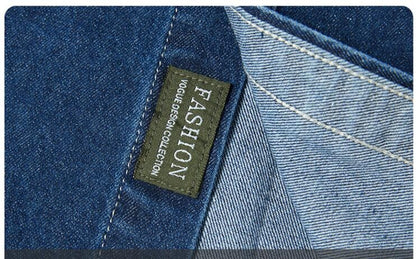 Men Long Sleeved Casual Denim Shirts High Quality Male Cotton Multi pockets Cargo Shirts New Spring Man Fashion Jeans Shirts 5XL