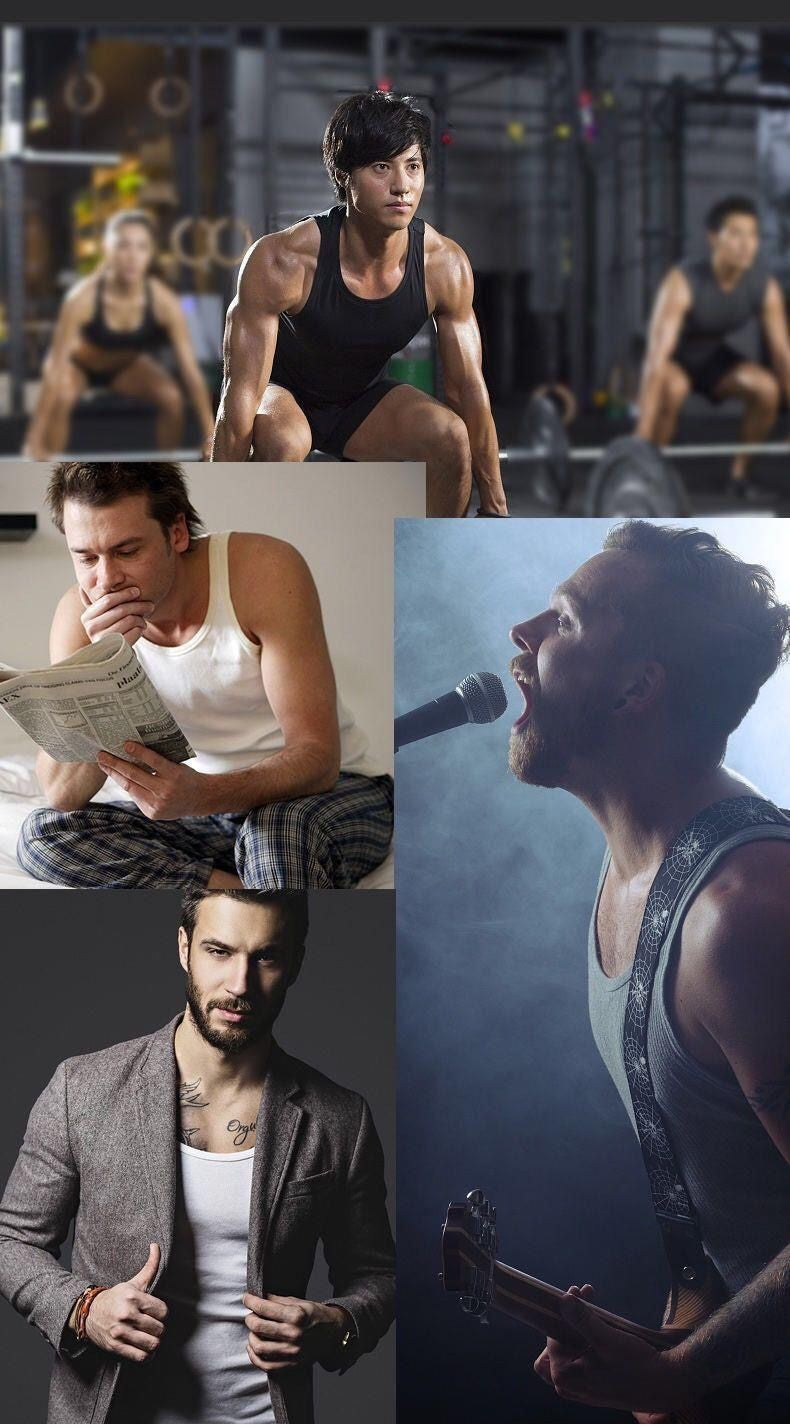 Summer American Men's Vest Wearing Thick Thread Slim Vest Men's Sports Training Striped Vest Base T-shirt Fitness GYM