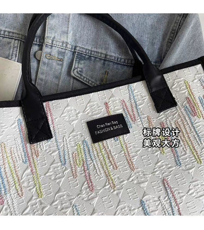 Large Capacity Canvas Bag Versatile Bag Women's Fashion Portable Shoulder Commuter Tote Bag Ethnic Style