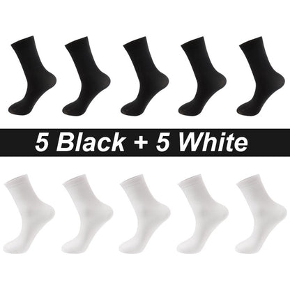 10Pairs/Lot Men Combed Cotton Socks Black Casual Business Breathable High Quality Man Sock New For Male Plus Size EU38-48