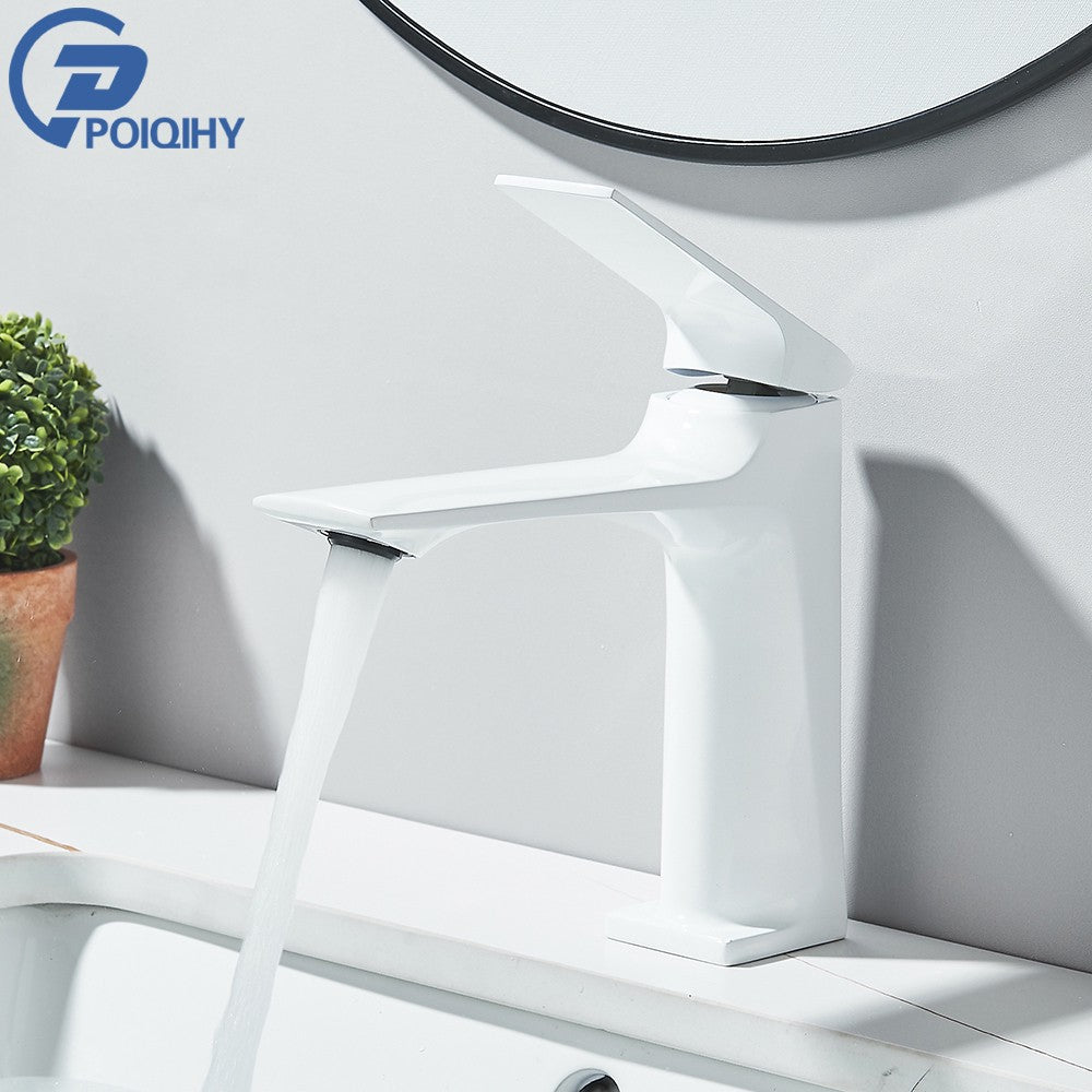 Black Bathroom Faucet Deck Mounted Bathroom Sink Mixer Tap Single Lever Basin Sink Mixer Faucets Chrome/White/Grey/Brushed Gold