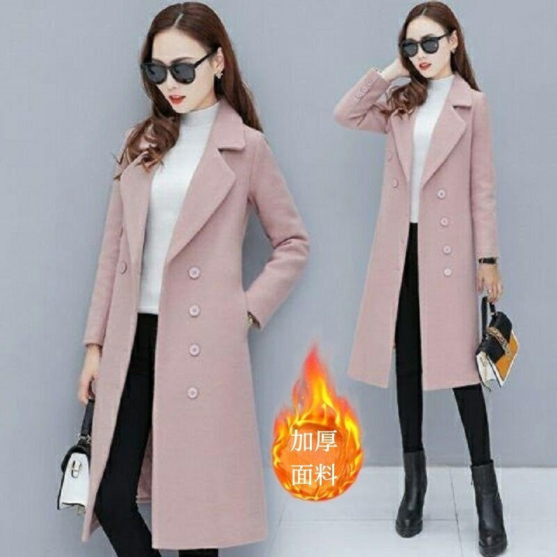 Medium-Length Women's Woolen Jacket Spring Autumn Winter Warm Simple Long Sleeve Overcoat Long Style For All Seasons