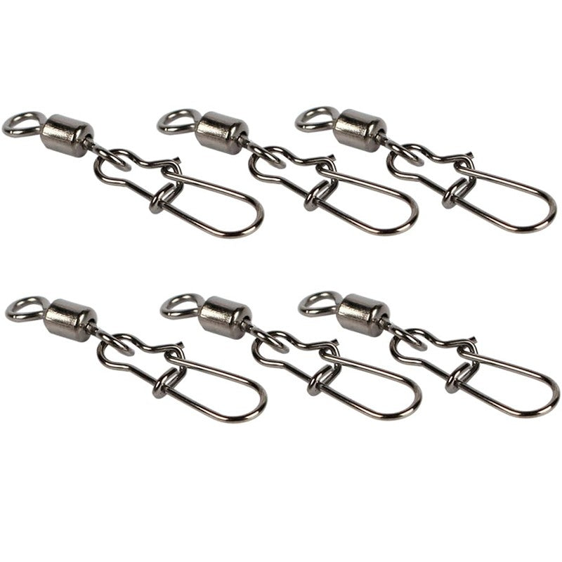 Giradores de Pesca de Aço Inoxidável com Mosquetão 4#-12# Rolamento Conector Duo-Lock Kit Pesca Água Salgada Doce Isca Equipamento 50-200 Peças