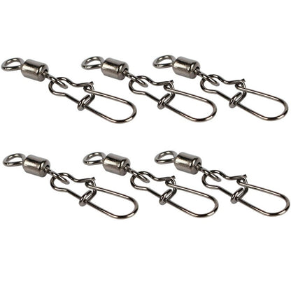 Giradores de Pesca de Aço Inoxidável com Mosquetão 4#-12# Rolamento Conector Duo-Lock Kit Pesca Água Salgada Doce Isca Equipamento 50-200 Peças