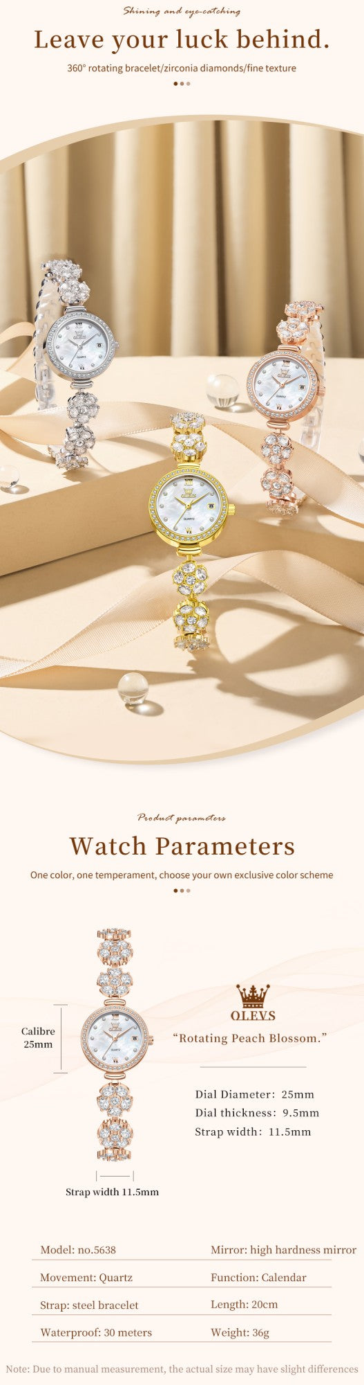 OLEVS 5638 Women Watches Original Elegant Quartz Watch Waterproof Luminous Date Ladies Set Bracelet Watch Girls Gift Reloj Mujer