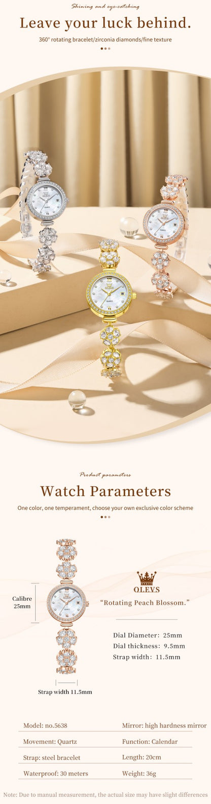 OLEVS 5638 Women Watches Original Elegant Quartz Watch Waterproof Luminous Date Ladies Set Bracelet Watch Girls Gift Reloj Mujer