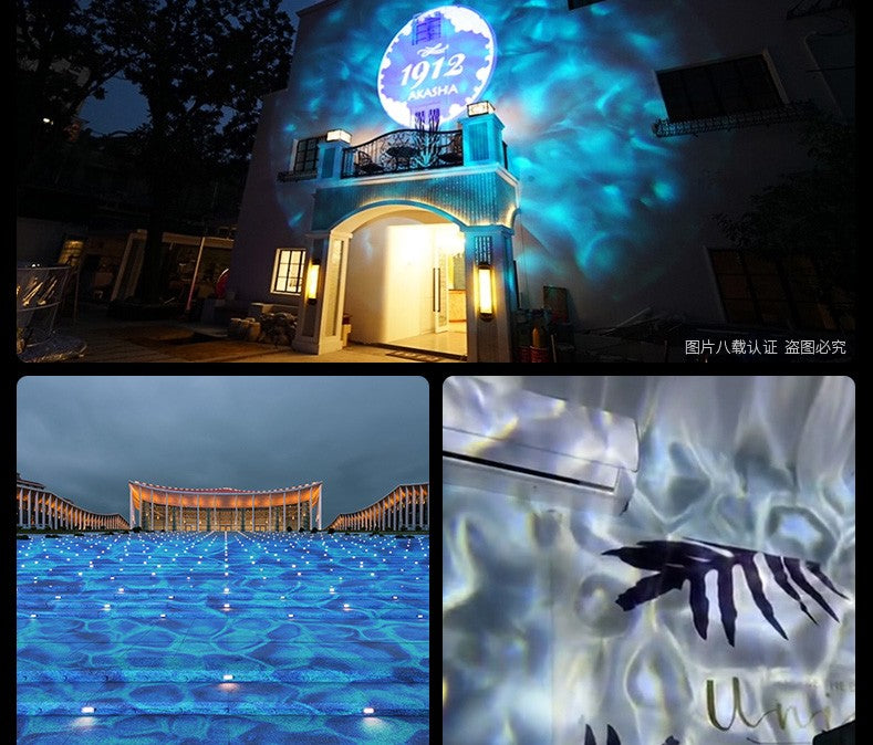 LED Ocean Water Waving Lamp Dynamic Ripple Light Realistic Projection Lamp for Home Decorative Outdoor Atmosphere Lighting