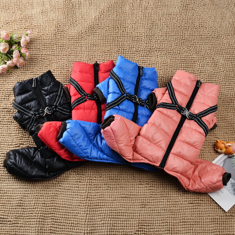 Dog Clothes Harness Winter Jacket Adjustable For Small Medium Dogs Cats Windproof Vest Waterproof Clothing Puppy Pet Jumpsuit