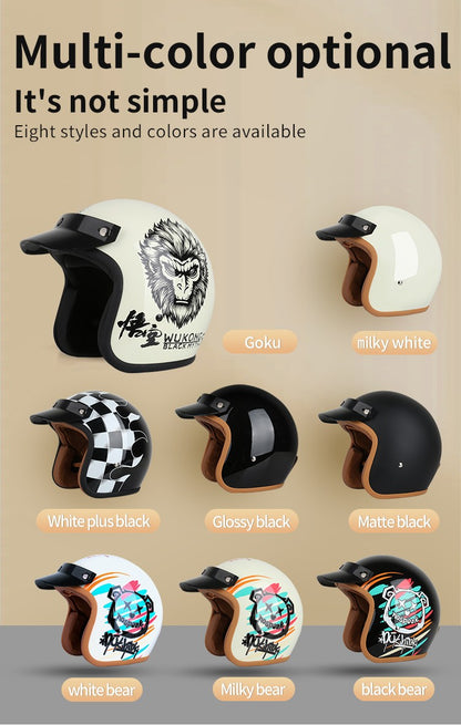 DOT Open Face Casco Moto for Motorcycle Accessories Men Moto Helmets Certificated Retro Motorcycle Helmet Cafe Racer