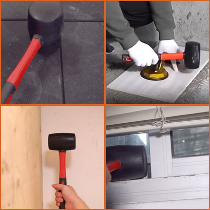Martelo de Borracha Hi-Spec com Face Dupla, Marreta Pesada com Ferramenta Manual Isolada e Punho Antiderrapante para Instalação/DIY (8/16/24 Oz)