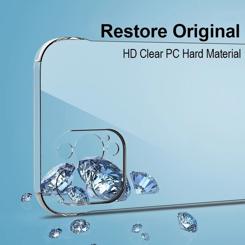 Capa Transparente de Luxo Sem Borda para iPhone 17 Air 16 15 14 13 12 11 Pro Max Plus Mini Capa Rígida de PC à Prova de Choque Transparente