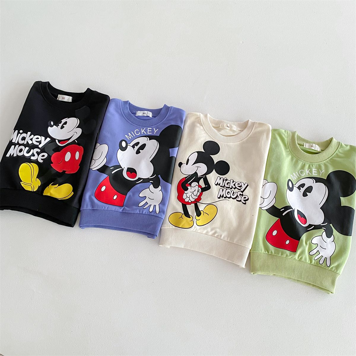 Disney Mickey Children' Tracksuit Cartoon Fashion Loose Baby Girl Boy Long Sleeve Crewneck Hoodies + Pants Two Piece Set Clothes