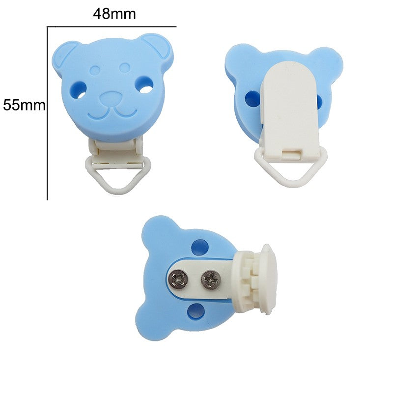 Chenkai 10PCS Round Bear Star Silicone Teether Clip DIY Baby Pacifier Dummy Chain Holder Soother Nursing Jewelry Toy Clips