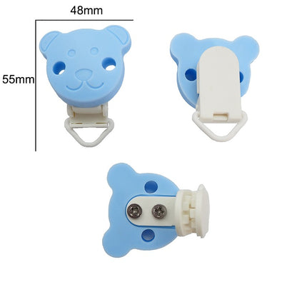 Chenkai 10PCS Round Bear Star Silicone Teether Clip DIY Baby Pacifier Dummy Chain Holder Soother Nursing Jewelry Toy Clips