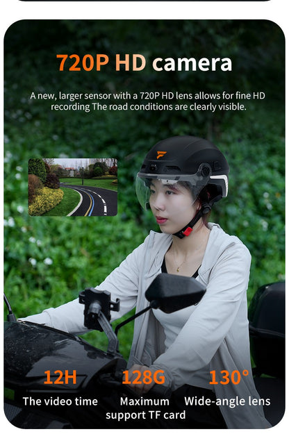 2025 Novo Capacete de Moto Inteligente com Câmera e Fone de Ouvido Bluetooth Meio Capacete Masculino Cascos Para Moto Quatro Estações DOT