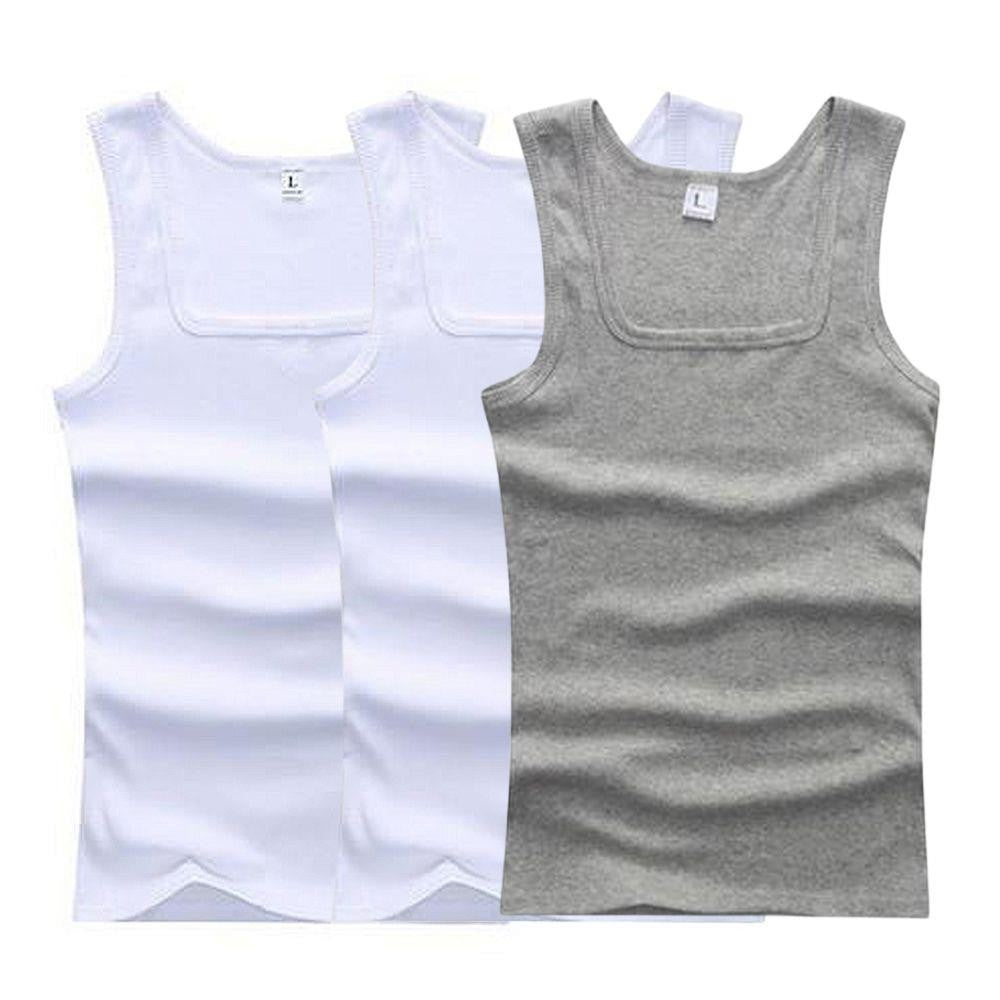 3pcs/lot Cotton Mens Tank Tops Sleeveless Solid Muscle Vest Undershirts Men's Clothes U-neck Gym Clothing Women Sleeveless Shirt