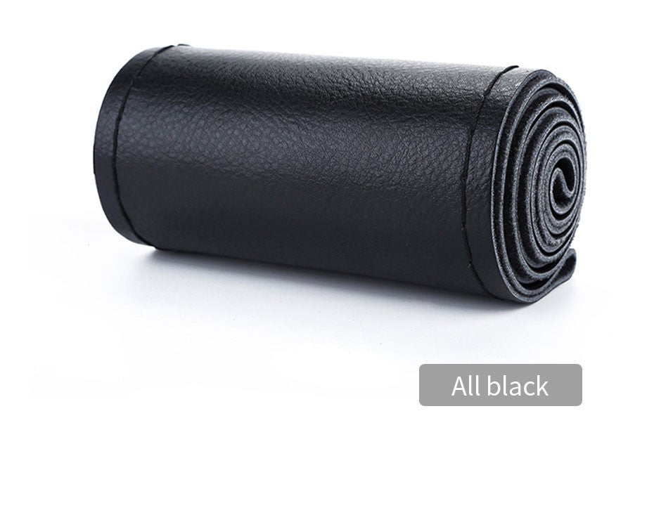 Capa de Volante SEAMETAL de Couro Genuíno com Agulhas e Linha, Trança DIY para Carro, Diâmetro 37-38cm