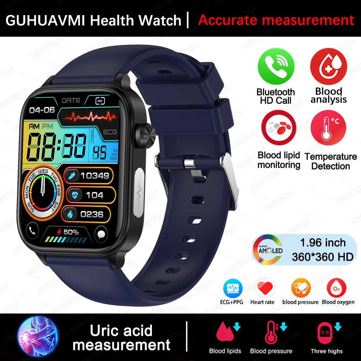 2025 Novo Para XIAOMI ECG+PPG Gordura Sanguínea Ácido Úrico Saúde Smartwatch Masculino Feminino Frequência Cardíaca Pressão Arterial Chamada Bluetooth Relógio Inteligente