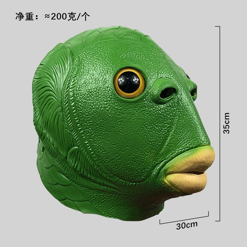 Halloween Green Fish Head Red Fish Head Funny Cosplay Costume Mask Adult Carnival Party Fish Head Mask April Fool's Day Headdres