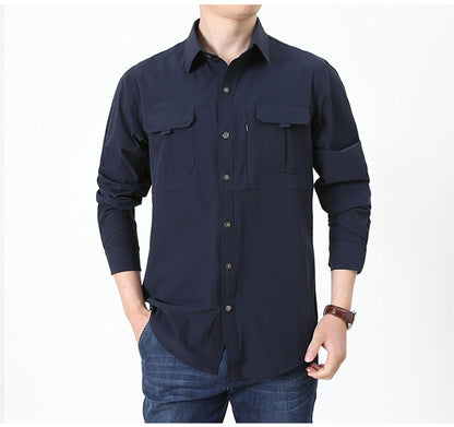 Summer Jacket Upf 50+ Sun Protection Fishing Shirts Men's Quick Dry Long Sleeve Shirts Mesh Breathable Hiking Work Cargo Shirts