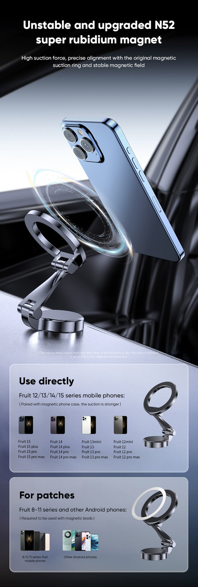 Suporte para telefone veicular 1080 Magsafe Suporte móvel para o carro Suporte para celular no carro para iPhone 17 16 Pro Max Plus